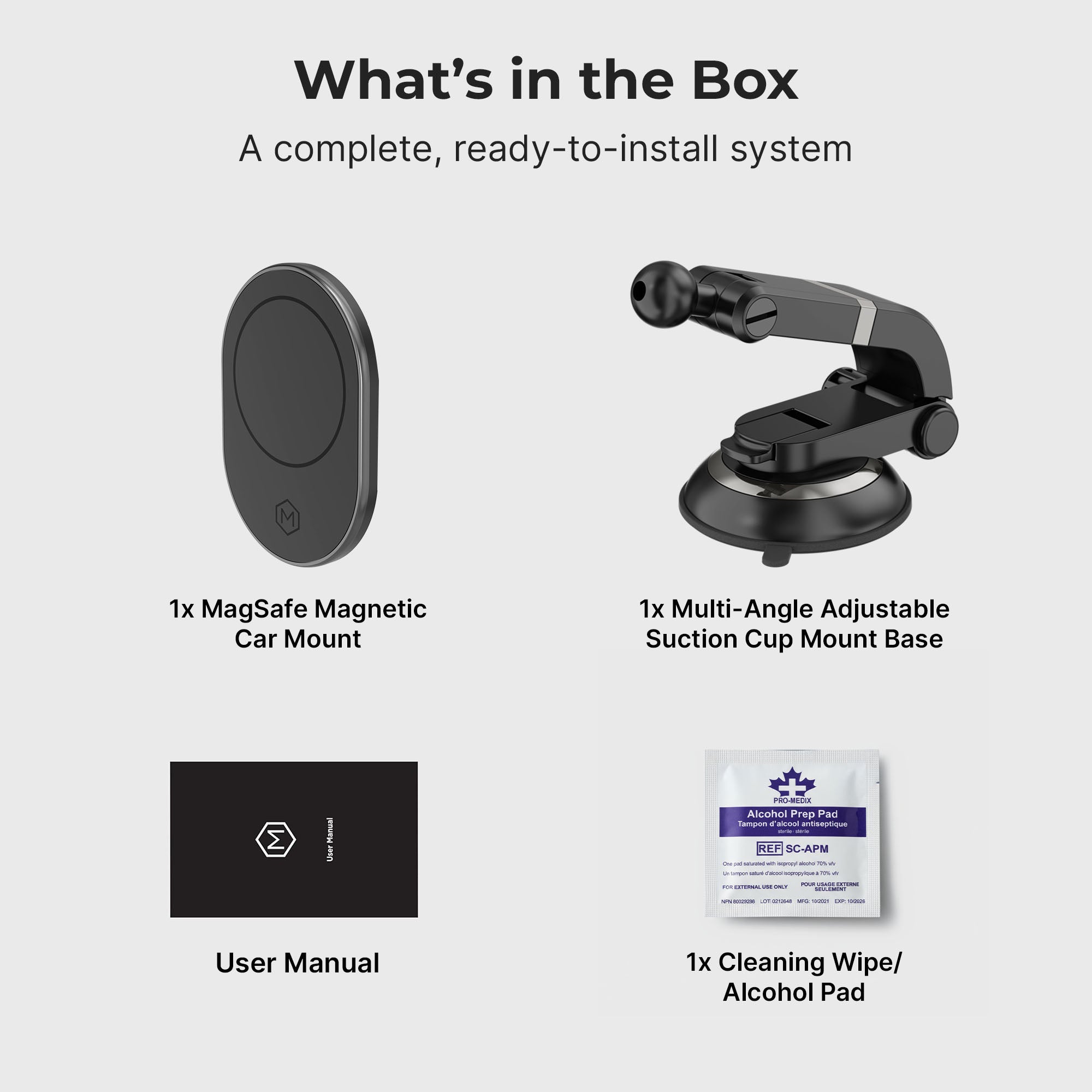 Magsafe Magnetic Mount with Multi-Angle Adjustable Suction Cup