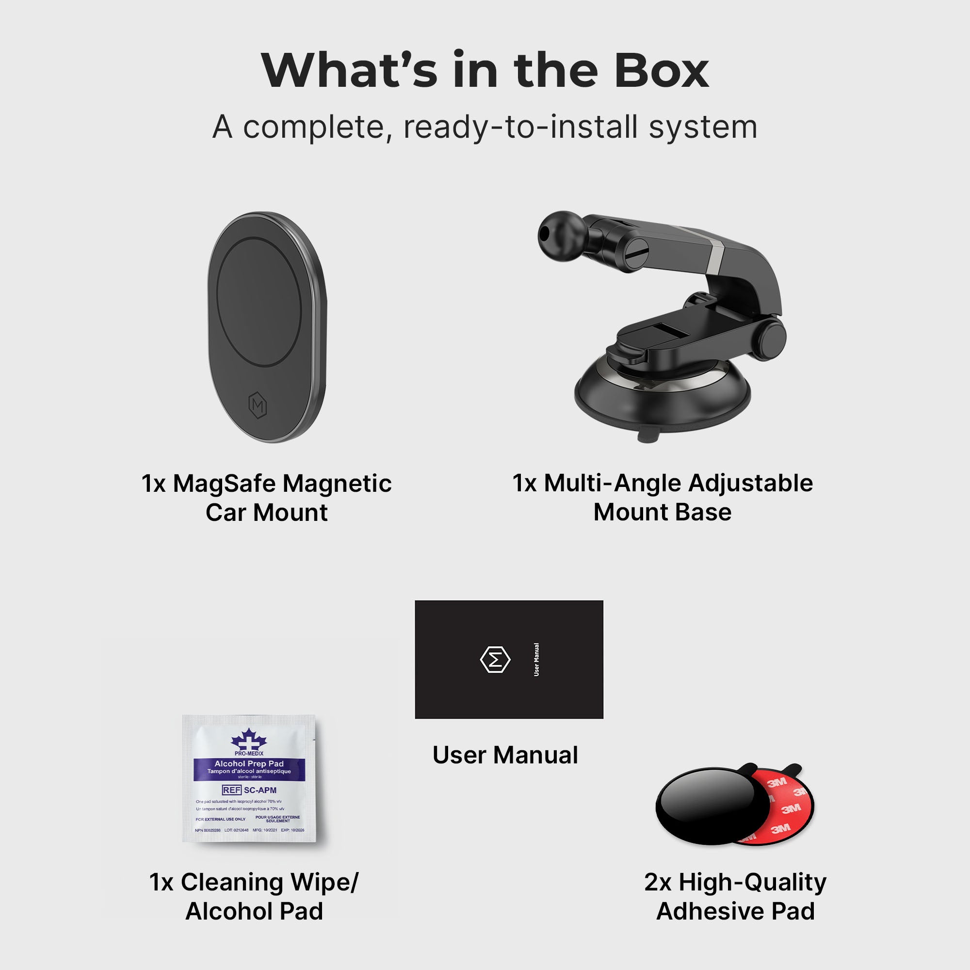 MagSafe Suction Cup Car Mount Multi-Angle Adjustable Holder for iPhone and Android