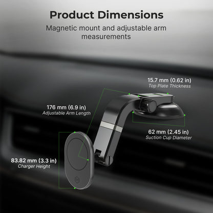 MagSafe Suction Cup Car Mount Multi-Angle Adjustable Holder for iPhone and Android