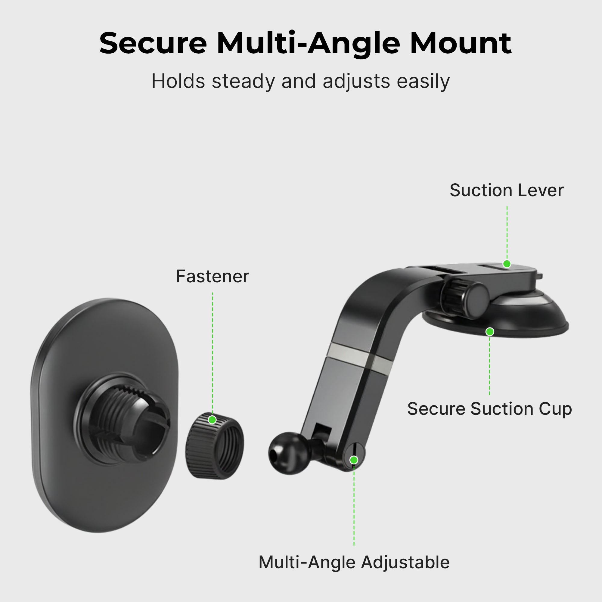 MagSafe Suction Cup Car Mount Multi-Angle Adjustable Holder for iPhone and Android