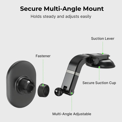 MagSafe Suction Cup Car Mount Multi-Angle Adjustable Holder for iPhone and Android