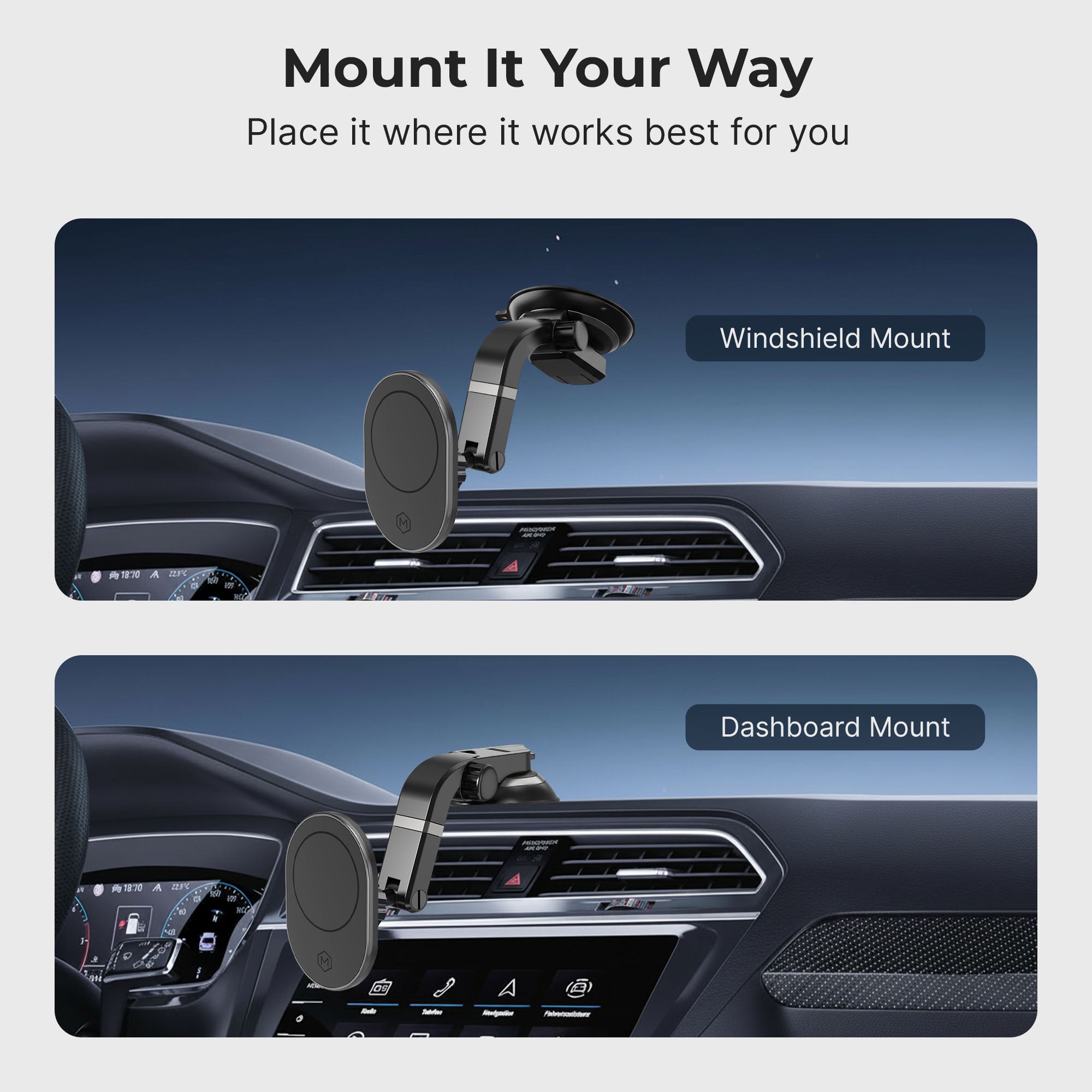 MagSafe Suction Cup Car Mount Multi-Angle Adjustable Holder for iPhone and Android