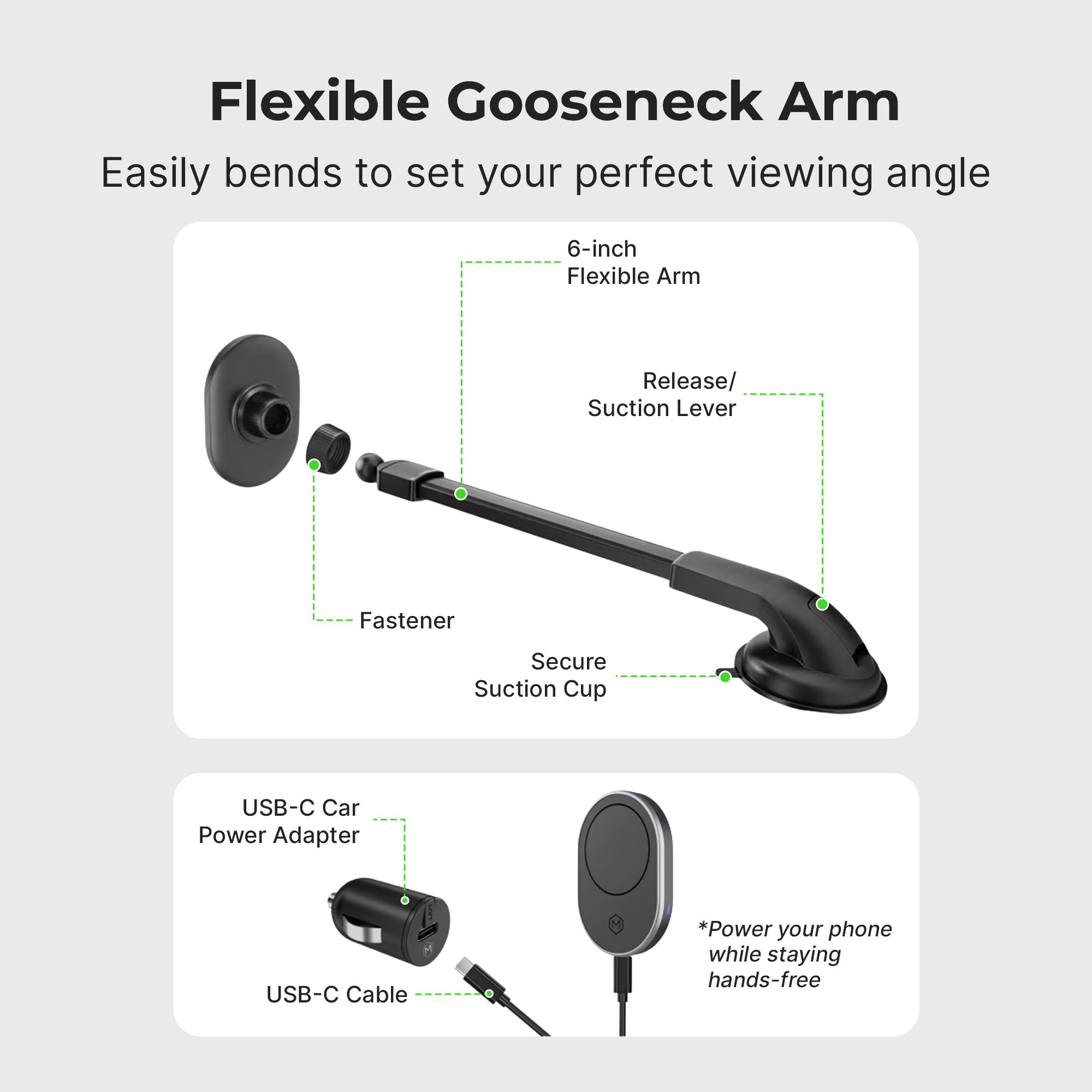 MagSafe Wireless Car Charger Gooseneck Mount (Version 2.0)