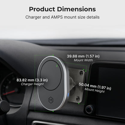 MagSafe Wireless Car Charger Mount – AMPS Drill Base 1200gf N52 Magnets 15W Charging
