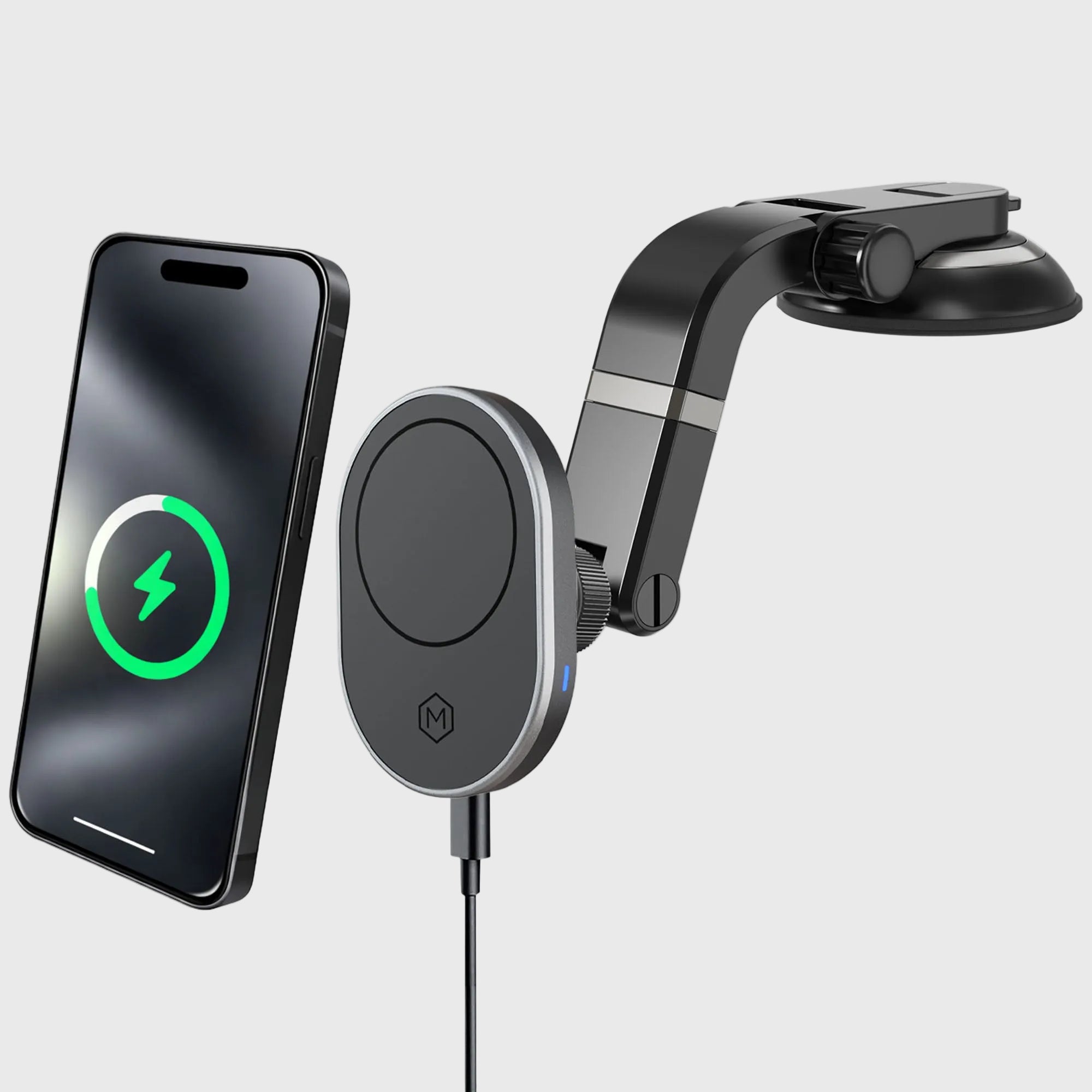 MagSafe Wireless Car Charger with Multi-Angle Adjustable Suction Cup