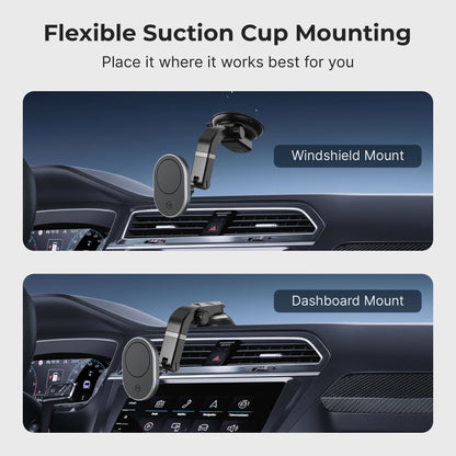 MagSafe Wireless Car Charger with Multi-Angle Adjustable Suction Cup
