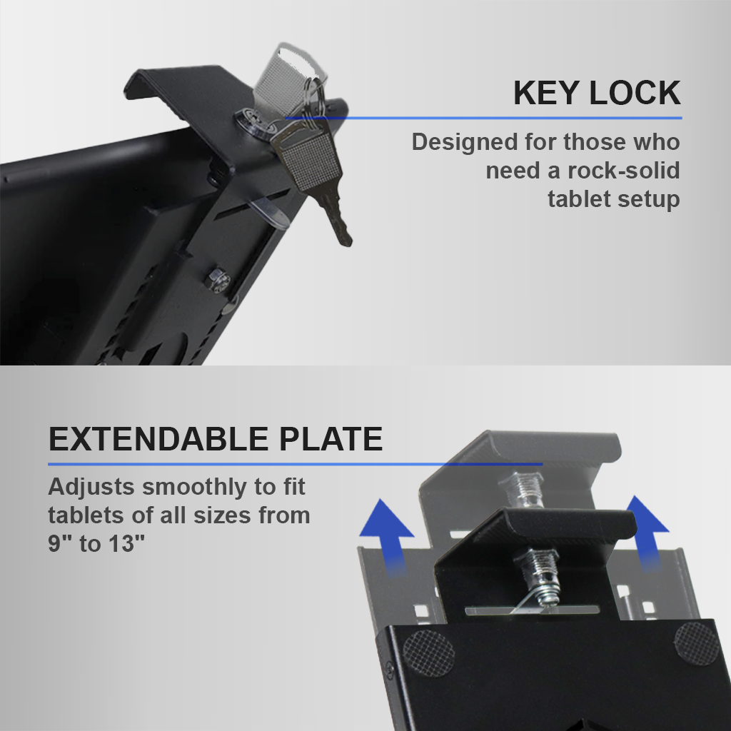 Mighty Mount® 9" to 13" Triple Suction Cup Metal Locking iPad / Tablet Holder